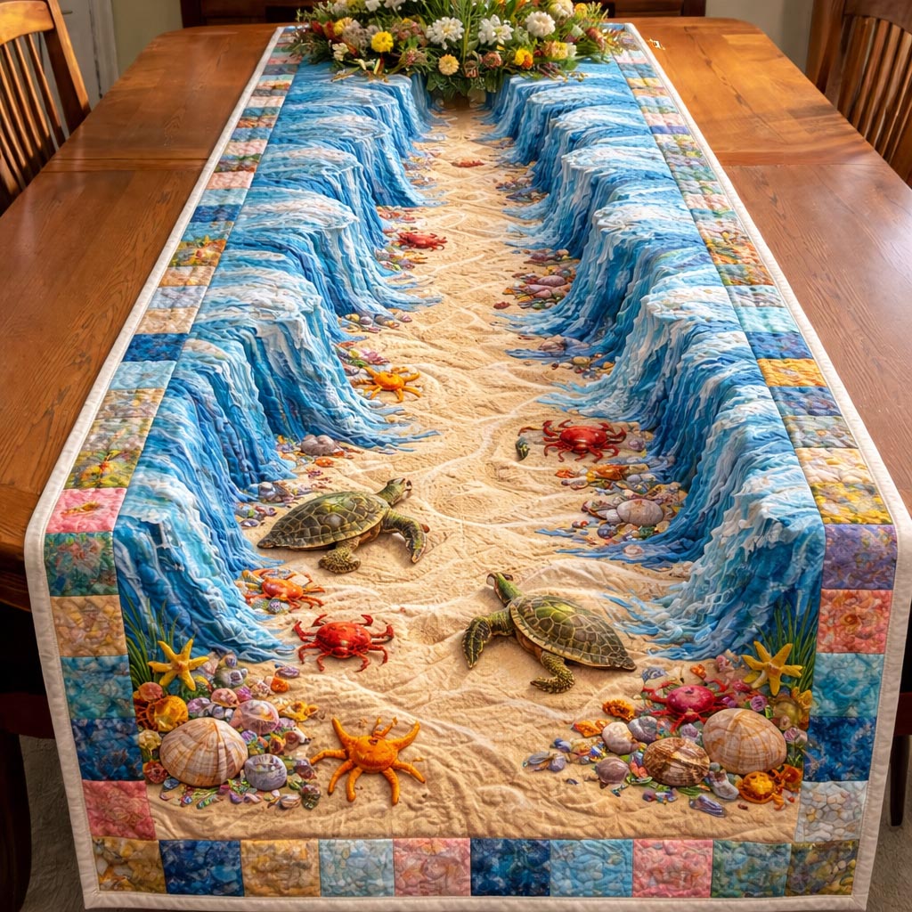 Beachside Quilted Table Runner Beach Style Table Runner Christmas Gifts For Beach Goers