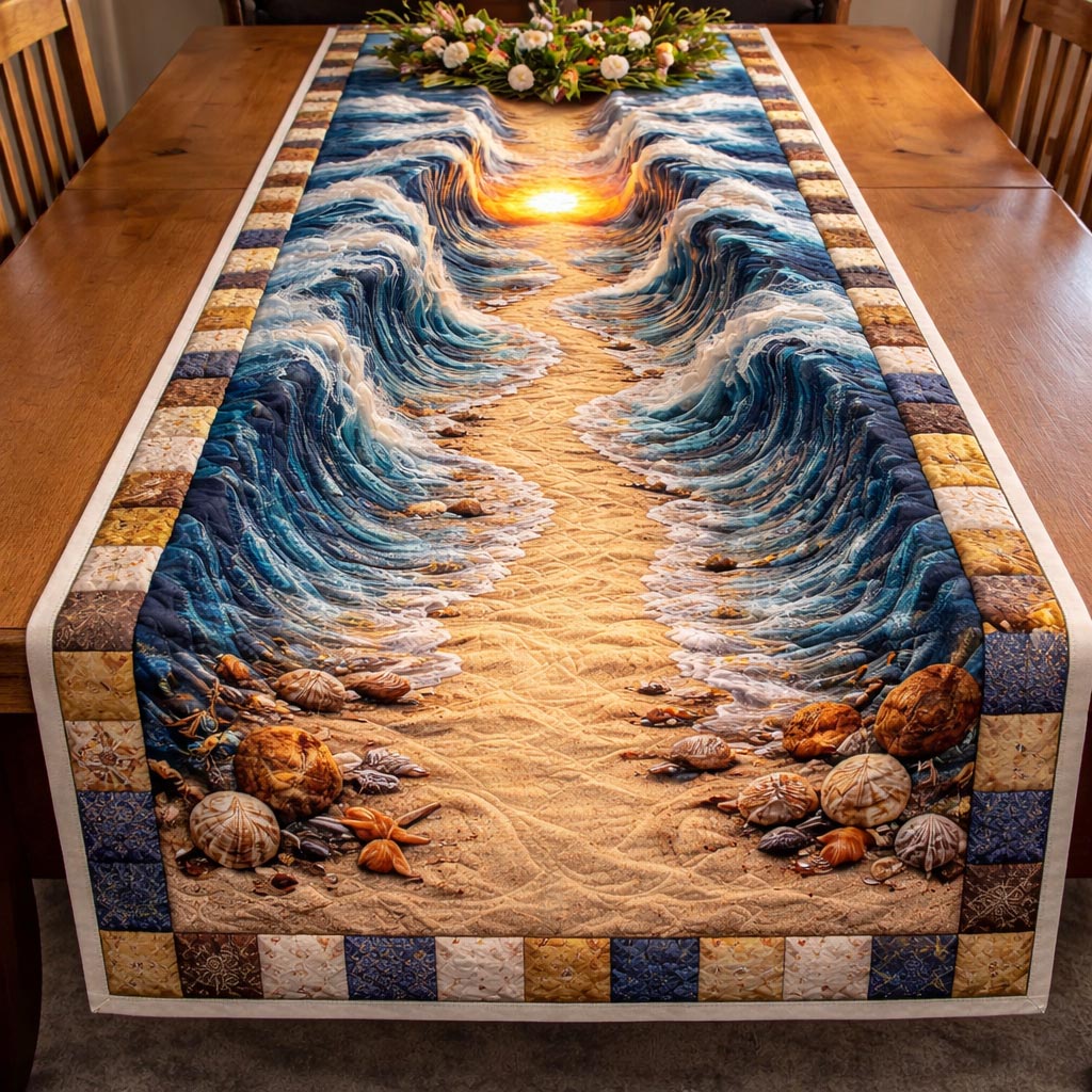 Beachside Quilted Table Runner Ocean Table Runner Unique Gifts For Beach Lovers