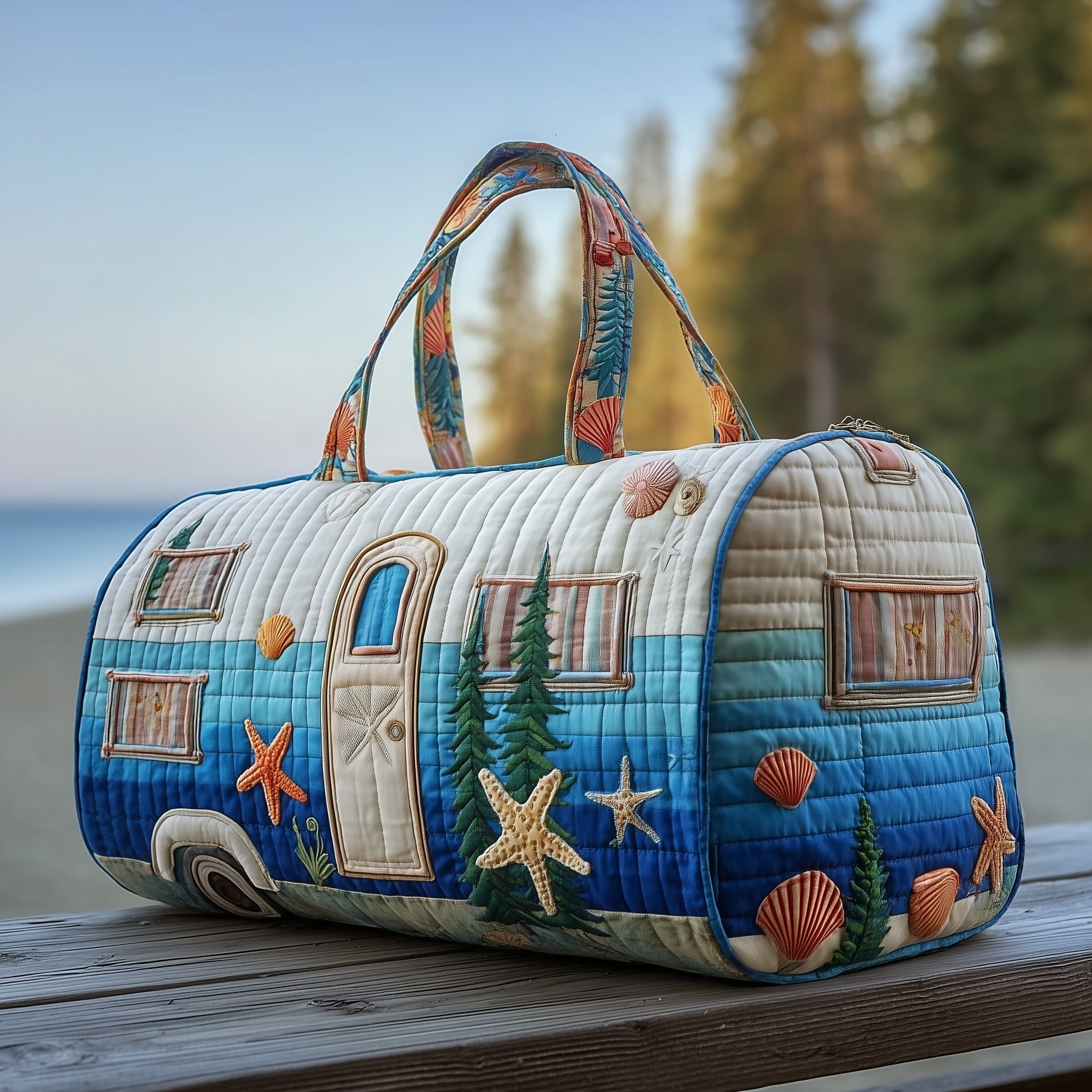 Beachside Trailer Quilted Duffle Bag Cool Travel Duffel Bags Mother's Day Ideas For Wife