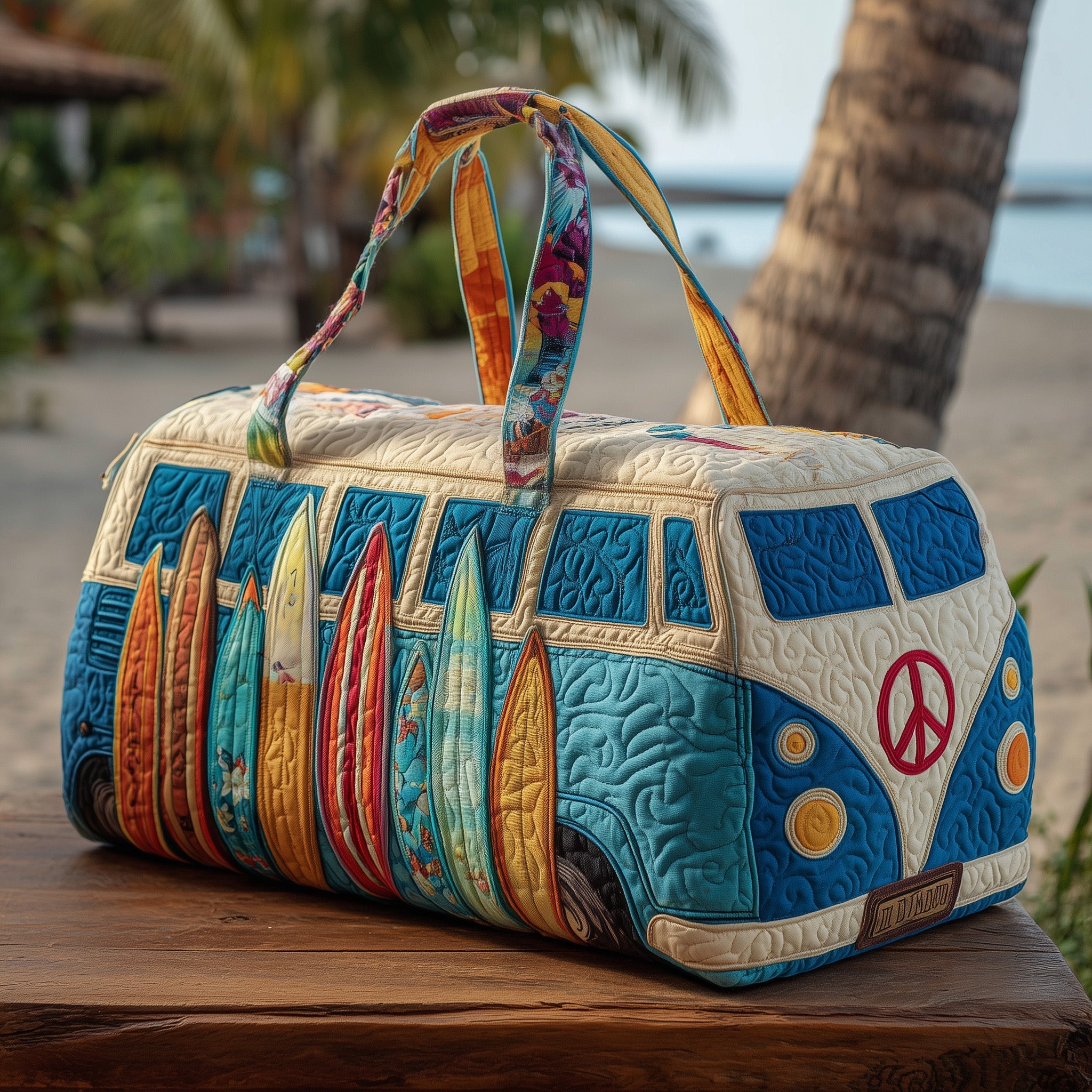 Beachside Van Quilted Duffle Bag Cute Travel Duffel Bags Great First Mothers Day Gifts