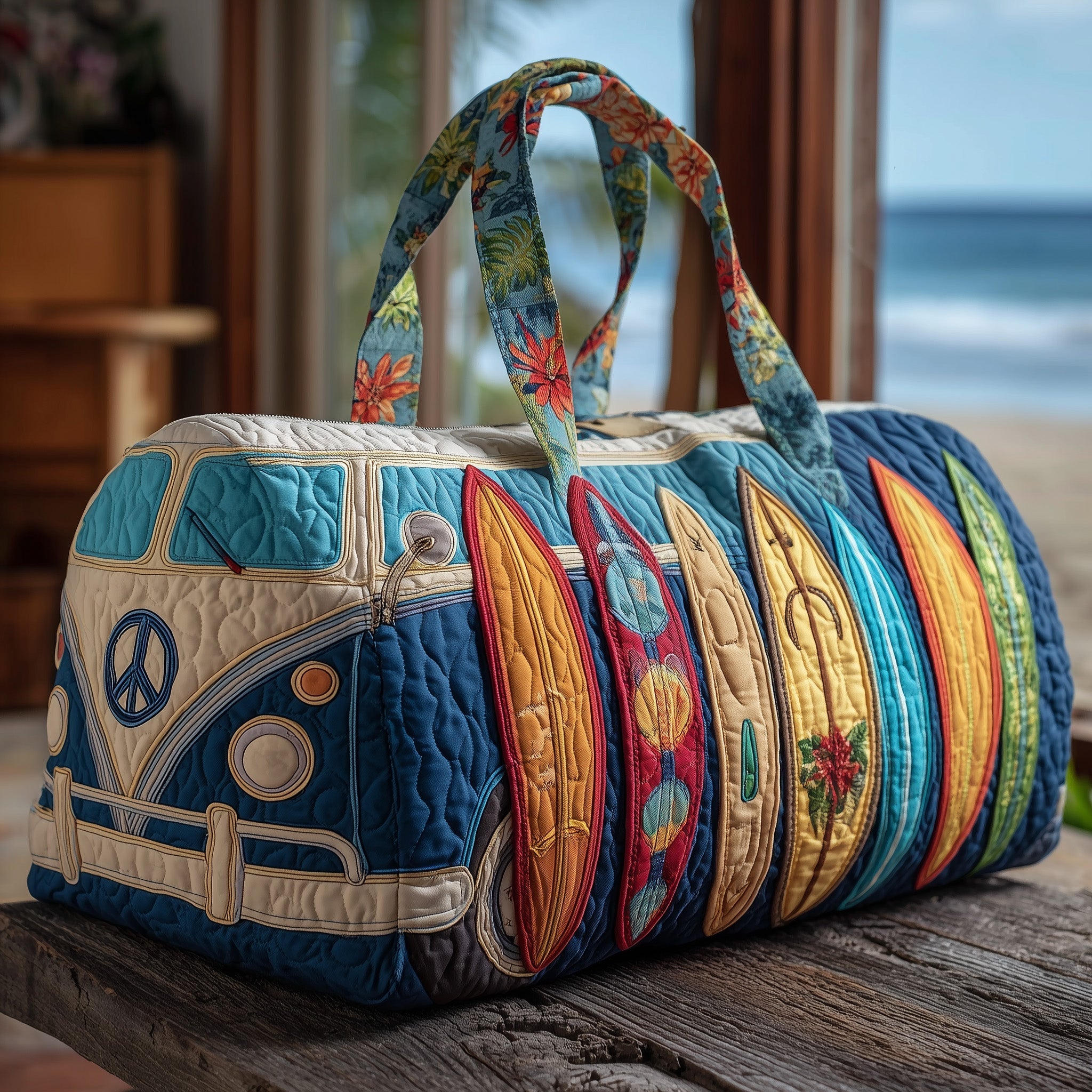 Beachside Van Quilted Duffle Bag Travel Duffel Bags Best Simple Mother's Day Gifts