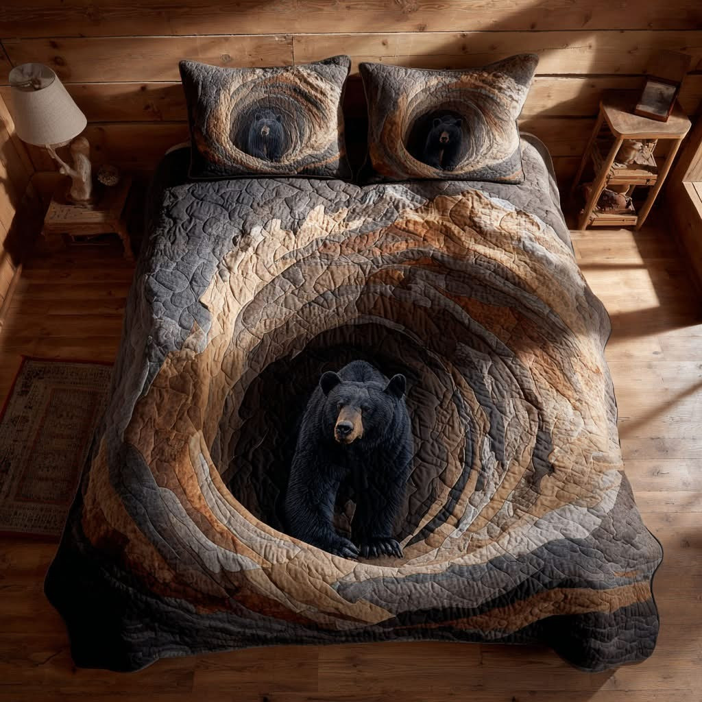 Bear Cave Spirit Quilted Bedding Set Unique Bear Duvet Cover Merchandise Themed Gifts