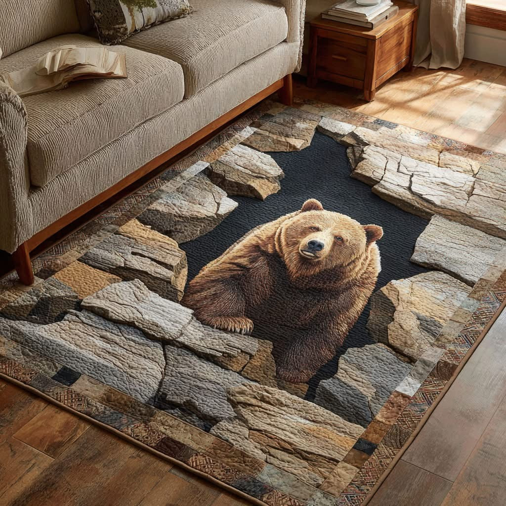 Bear Cozy Retreat Area Rug Rustic Living Room Decoration Father's Day Gifts Ideas