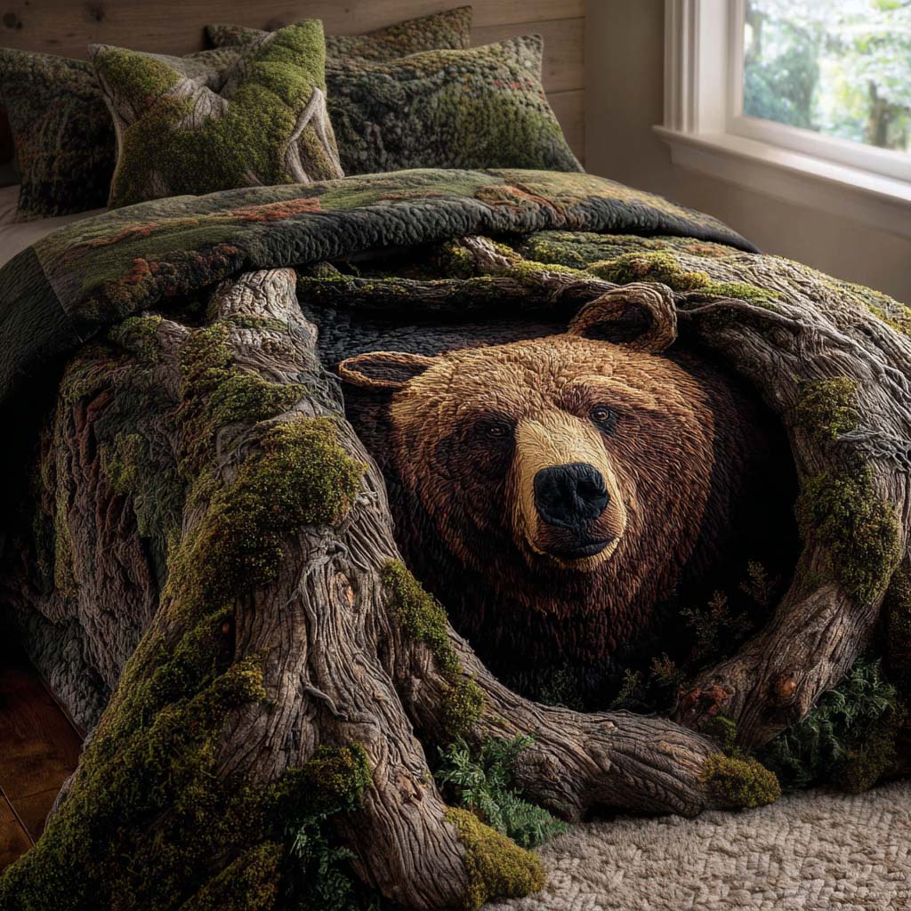 Bear Dreams Quilted Bedding Set Unique Bed Sheet Set Father's Day Gifts
