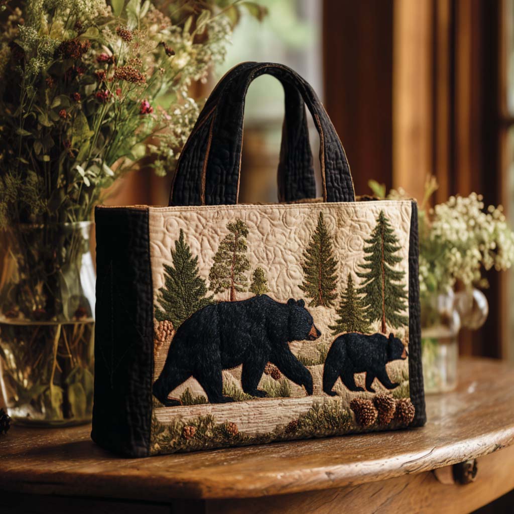 Bear Family Journey Quilted Tote Bag Best Everyday Tote Bag Sentimental Gifts For Mom