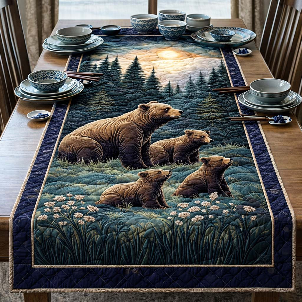 Bear Family Quilted Table Runner Dining Table Table Runner Cute Bear Gift Ideas