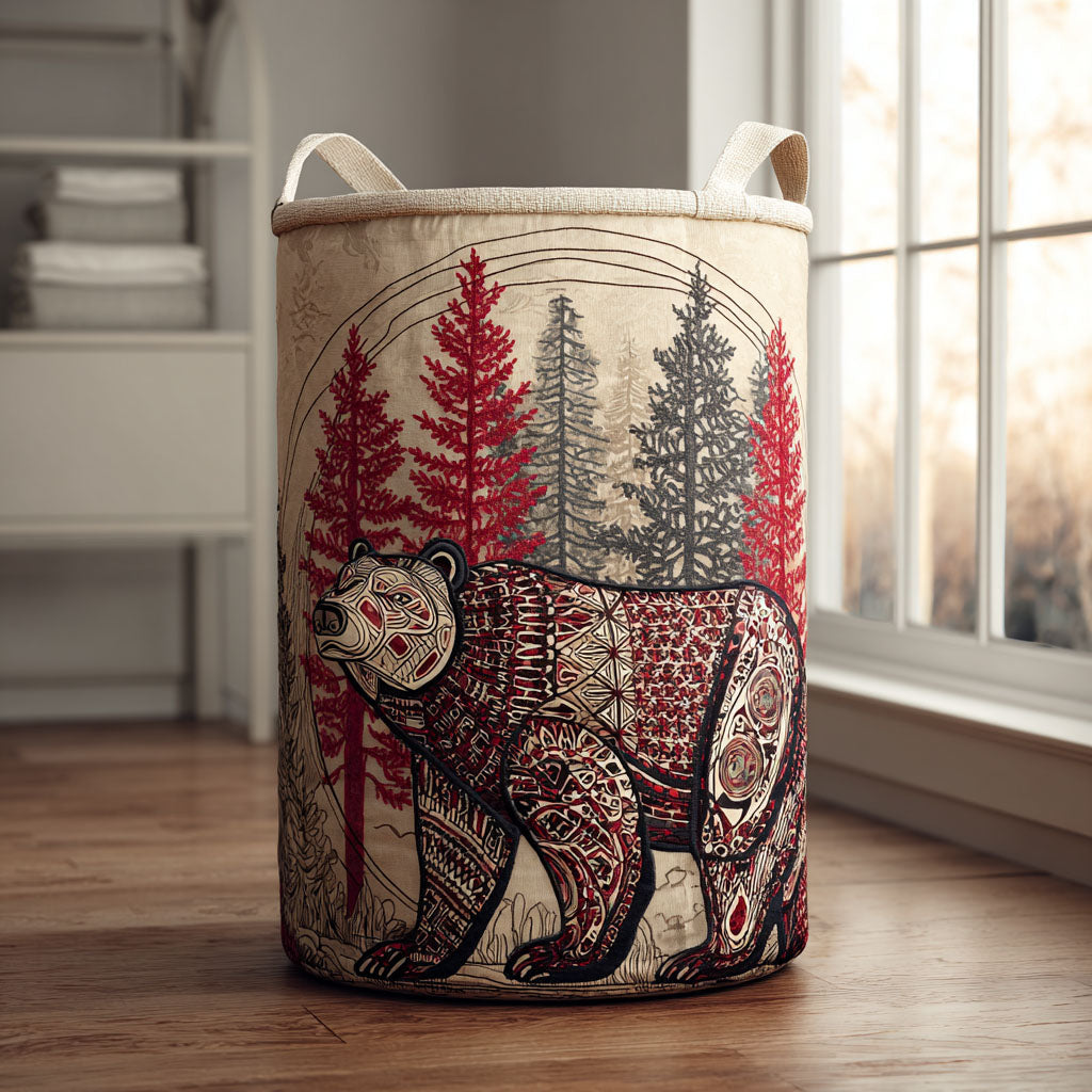 Bear Guardian Quilted Laundry Basket Laundry Room Decor Native American Related Presents