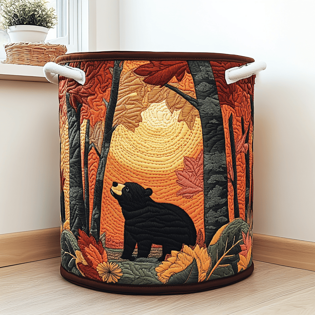 Bear Haven Quilted Laundry Basket Modern Laundry Hamper Bear Themed Gifts