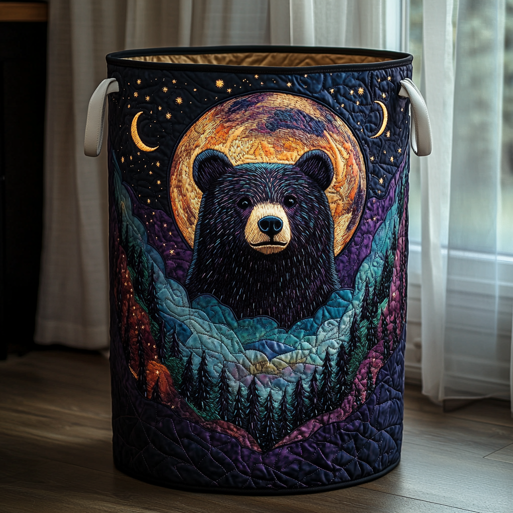 Bear Horizon Quilted Laundry Basket Unique Hampers Bear Mother's Day Gifts