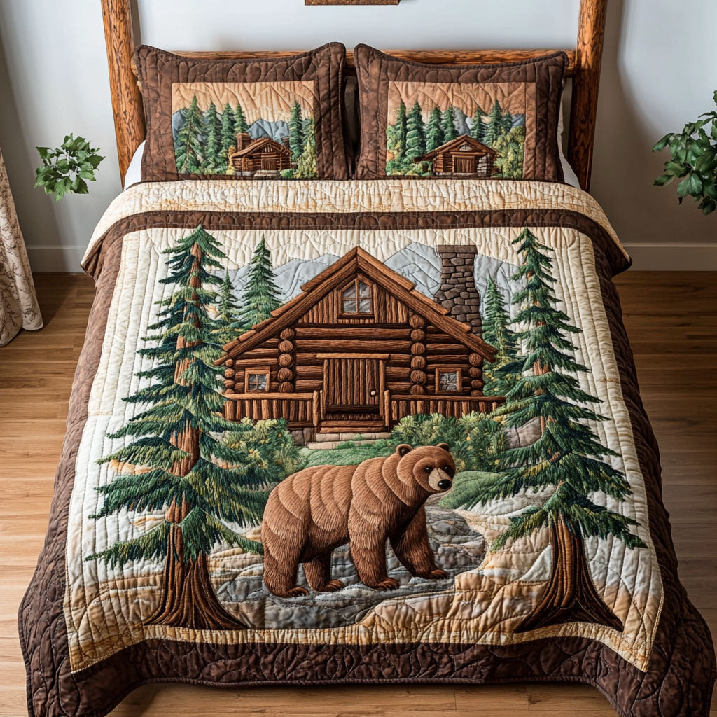 Bear Lodge Quilted Bedding Set Best King Bed Sheets Unique Gifts Family