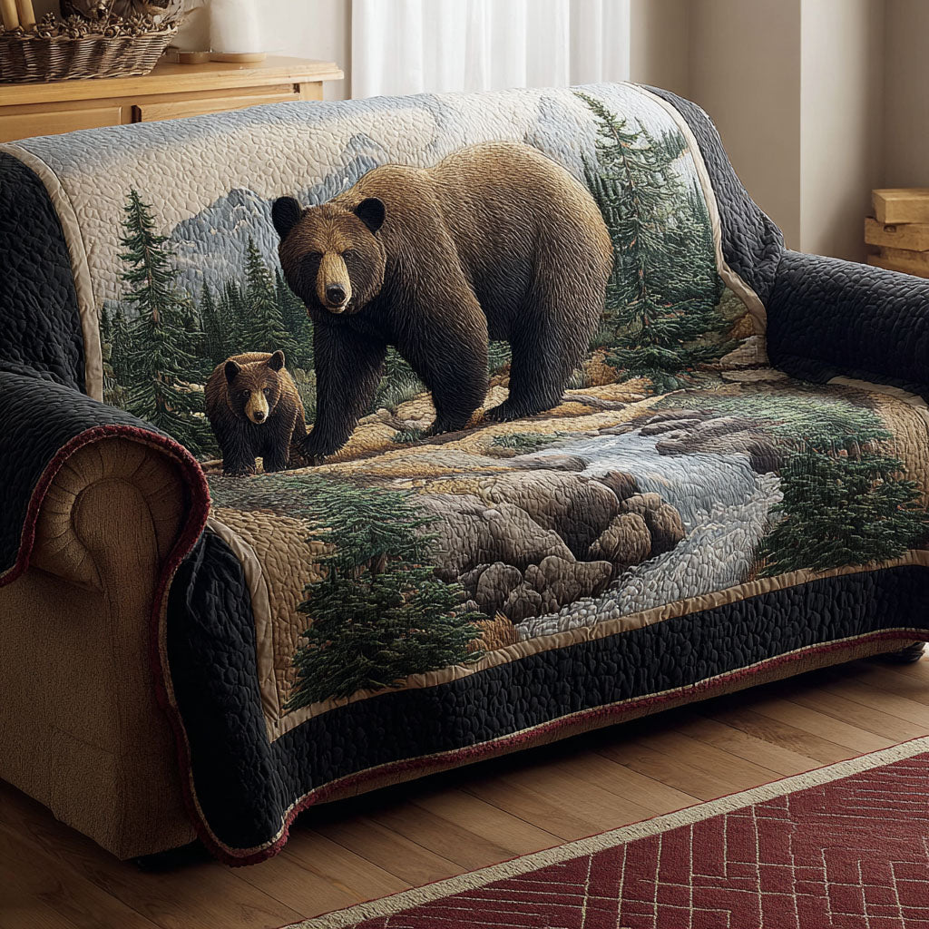 Bear Majesty Quilted Sofa Cover Sofa Protector Cover Bear Christmas Presents