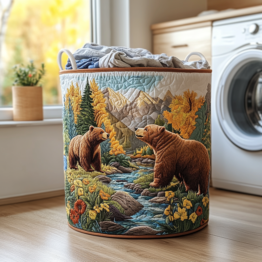 Bear Meadow Quilted Laundry Basket Best Looking Laundry Hampers Bear Gifts For Grandma