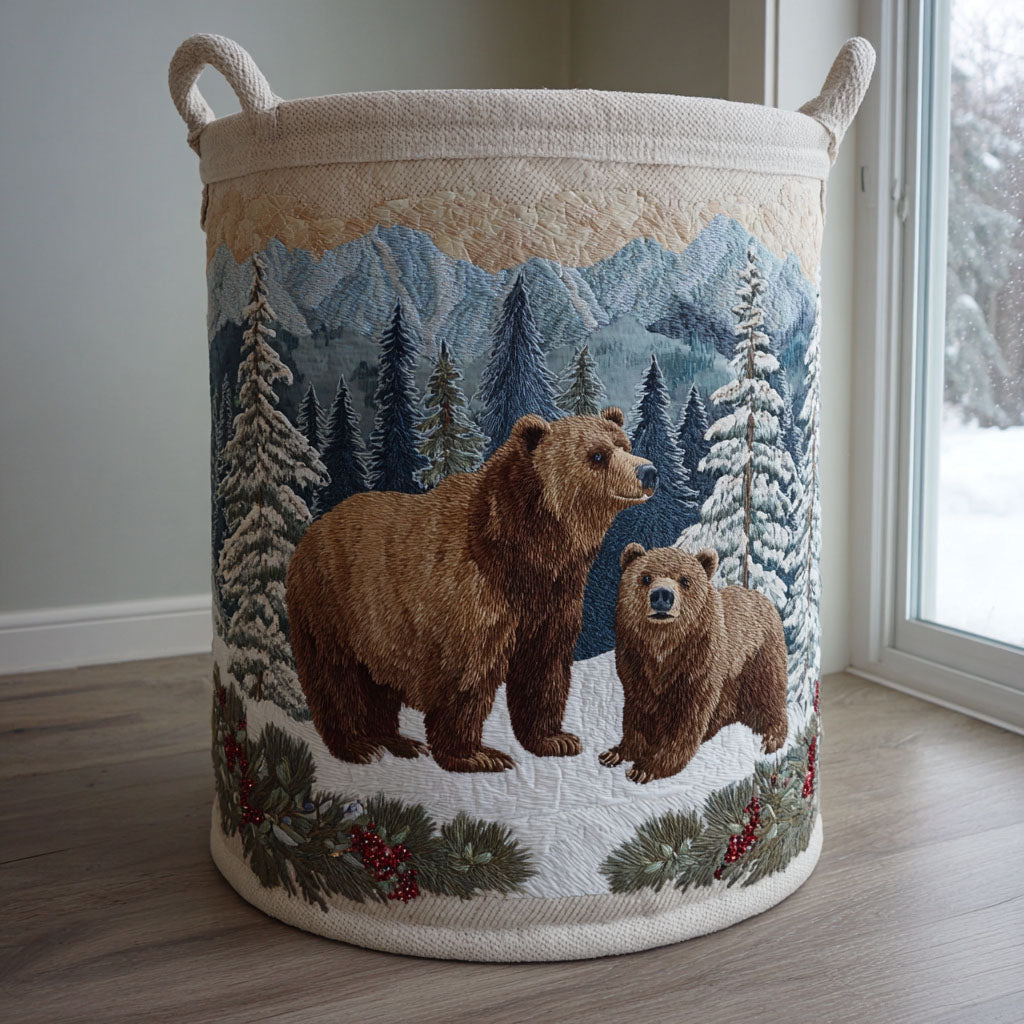 Bear Meadow Quilted Laundry Basket Unique Hampers Presents For Bear Lovers