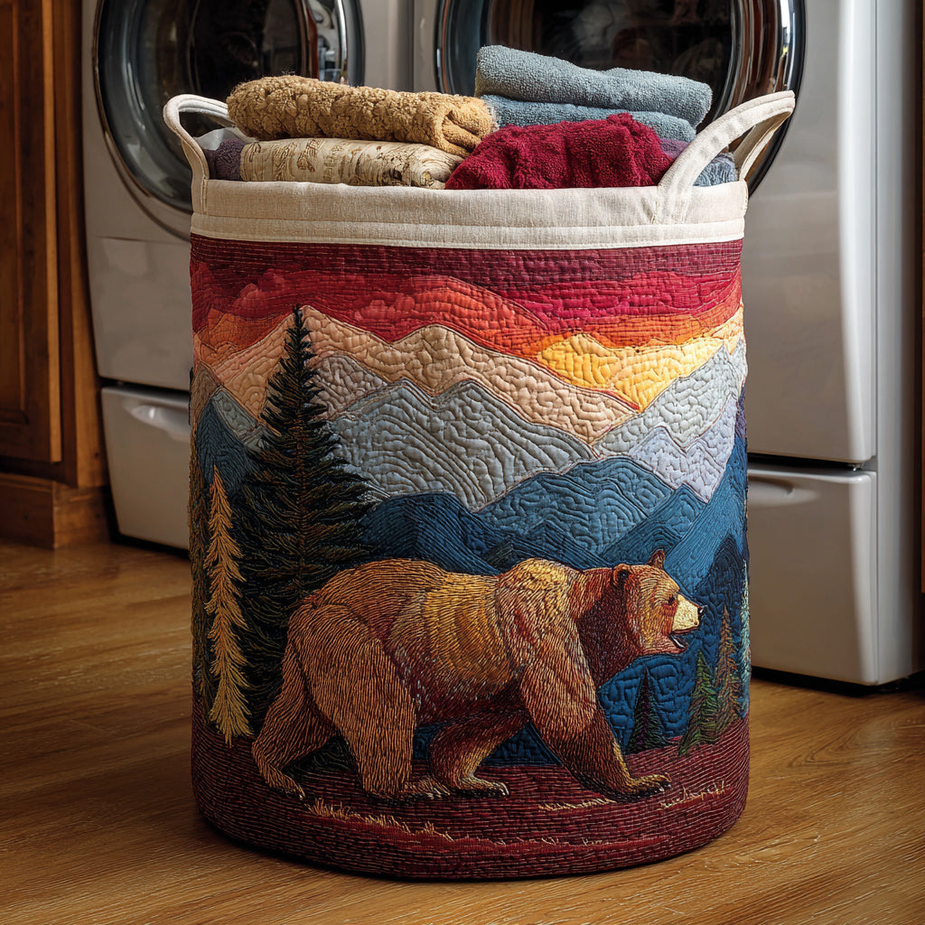 Bear Mountain Quilted Laundry Basket Best Looking Laundry Hampers Unique Gifts For Bear Lovers