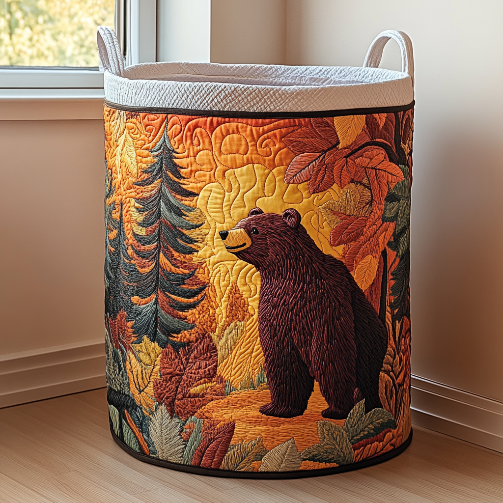Bear Path Quilted Laundry Basket Unique Clothes Hamper Bear Gifts For Mom Mother's Day