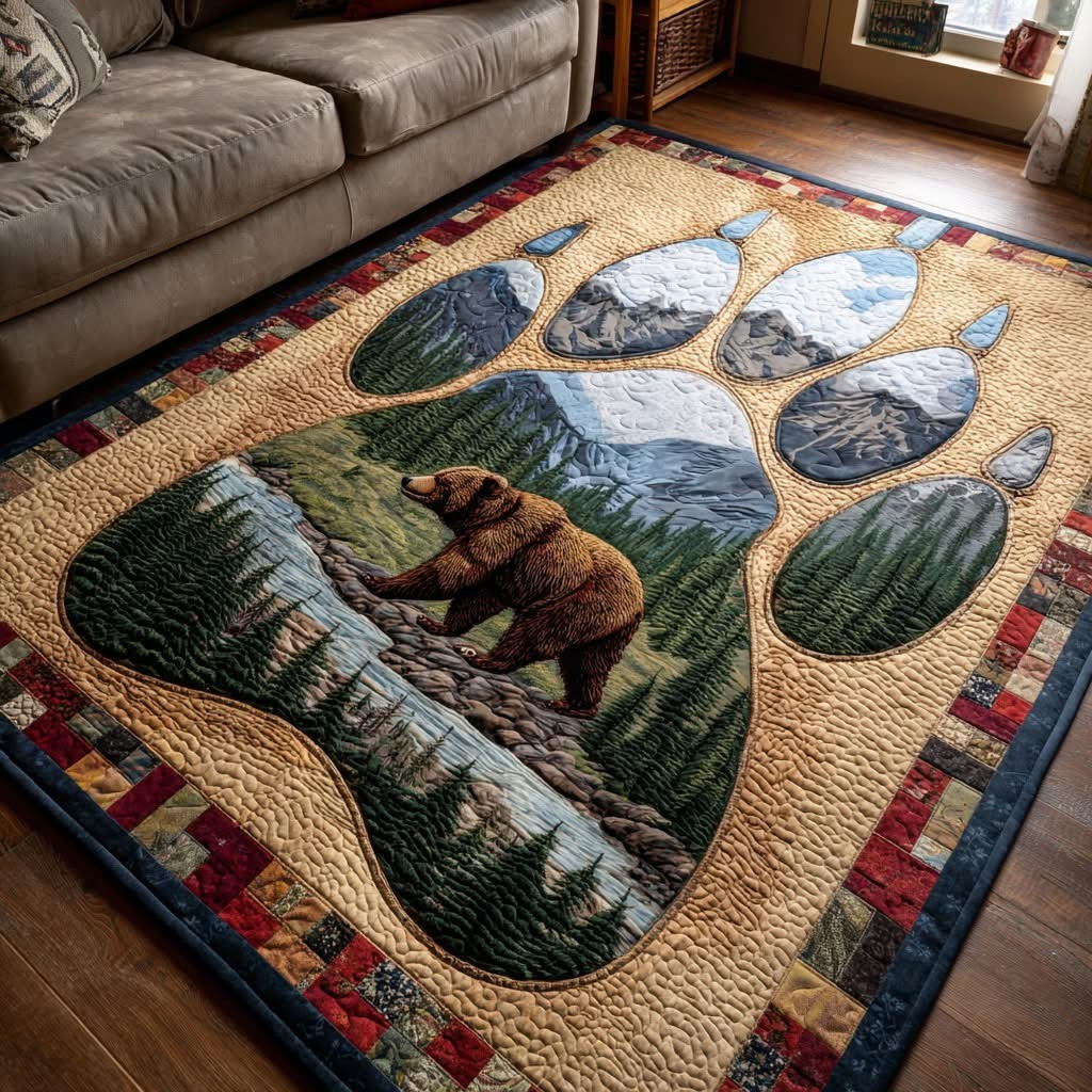 Bear Paw Nature Embrace Area Rug Wildlife Bear Carpet Gifts For Nature Lovers