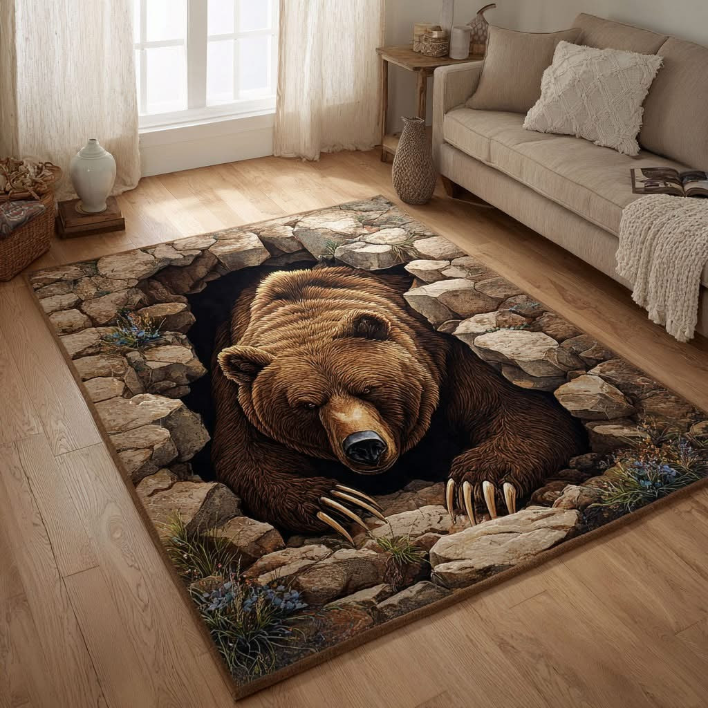 Bear Quiet Woods Area Rug Wildlife Themed Home Decor Best Father's Day Gifts Ideas