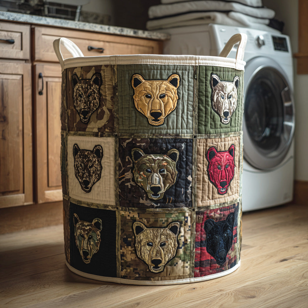 Bear Range Quilted Laundry Basket Laundry Hamper Father's Day Gifts For Grandpa