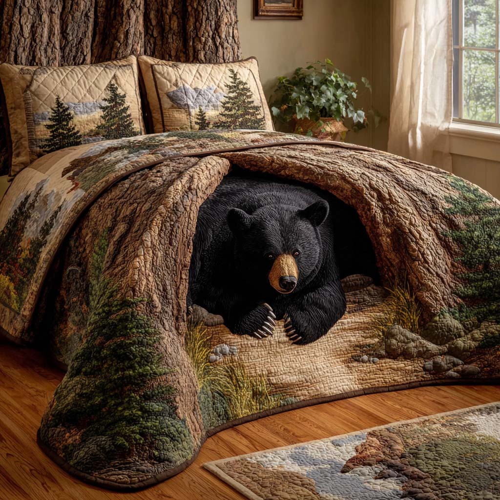 Bear Retreat Quilted Bedding Set Cute Bed Sheets First Mothers Day Gift Ideas