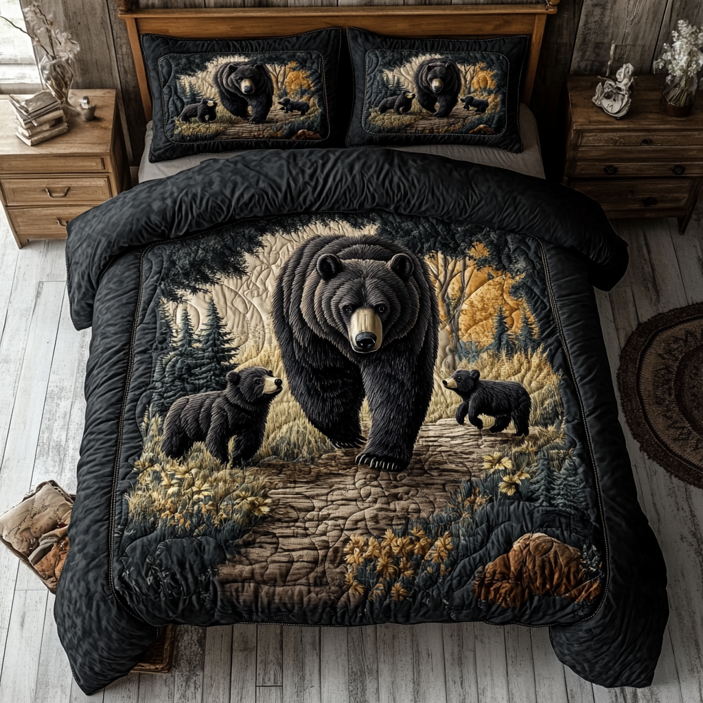 Bear Spirit Quilted Bedding Set Aesthetic Room Decor Mother's Day Gifts For For Mom From Daughter