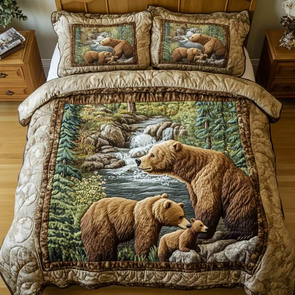 Bear Spirit Quilted Bedding Set Best Bedspread Set Top Father's Day Gifts