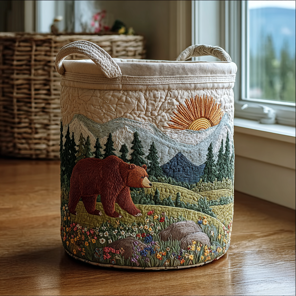 Bear Spirit Quilted Laundry Basket Hamper Basket Bear Gifts For Women