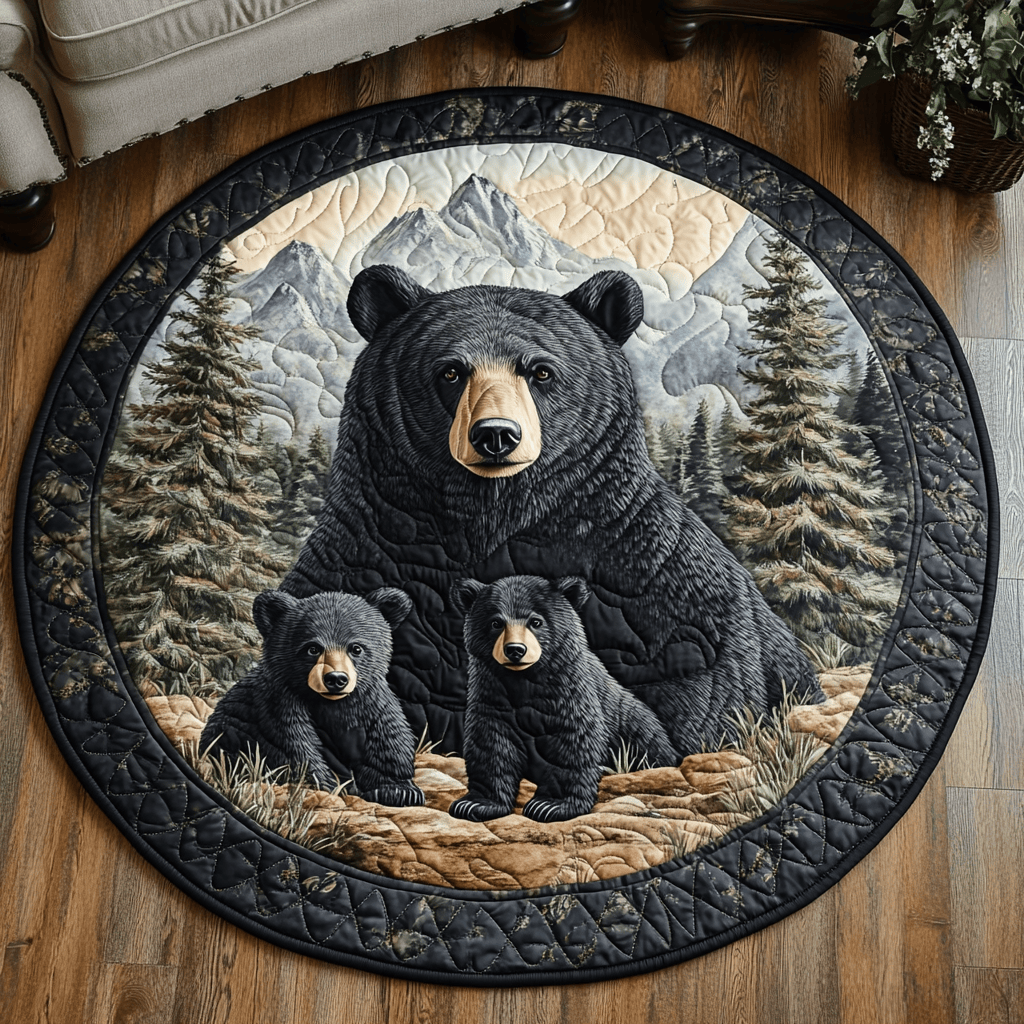 Bear Watch Quilted Round Mat Best Round Rugs For Living Room Gifts For Father In Law