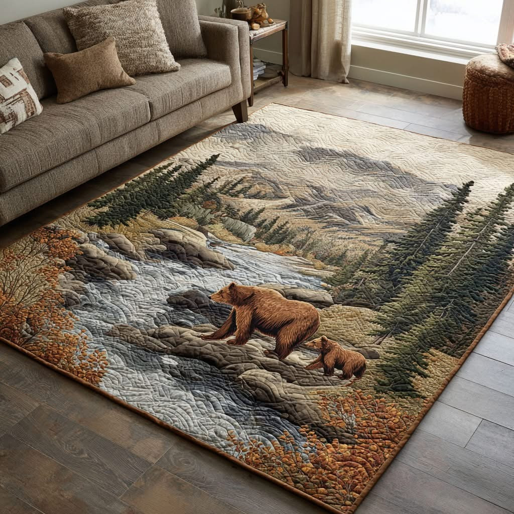 Bear Wilderness Calm Area Rug Large Living Room Carpet Rugs Nature Lover Gifts For Dad