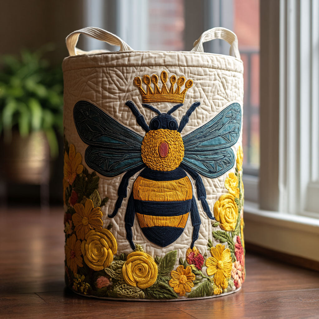Bee Bloom Quilted Laundry Basket Home Decor Bee Present Ideas