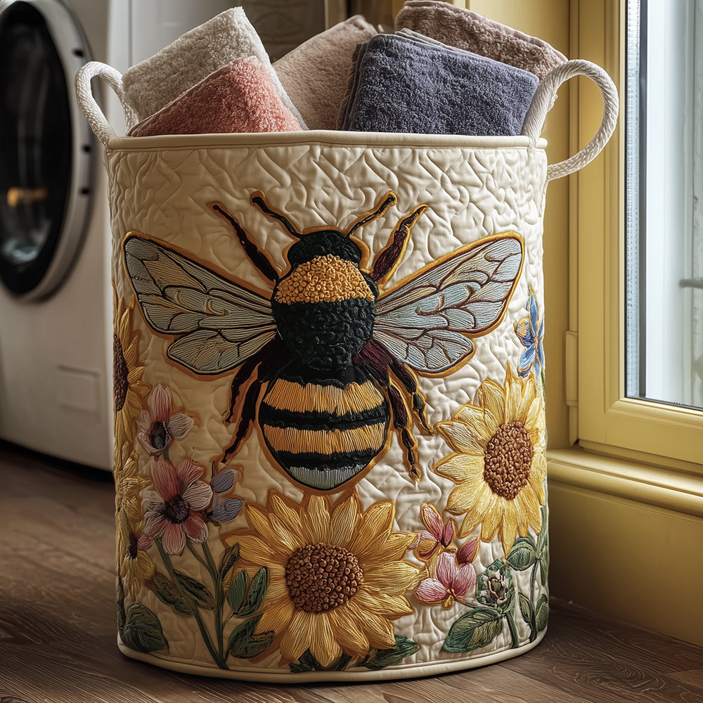 Bee Blossom Quilted Laundry Basket Laundry Room Ideas Gifts With Bee Theme