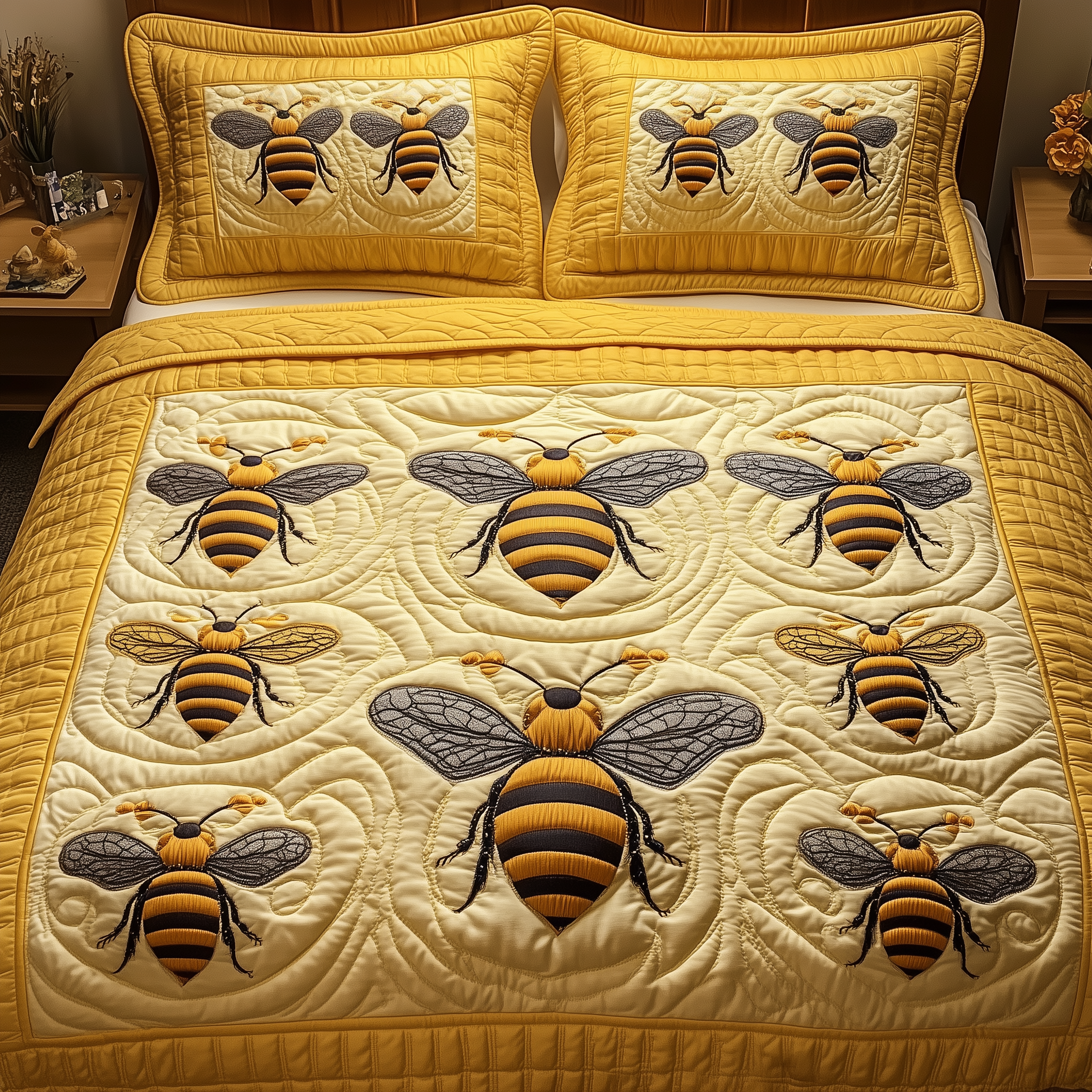 Bee Quilted Bedding Set Bed Bedding Set Bee Inspired Gifts
