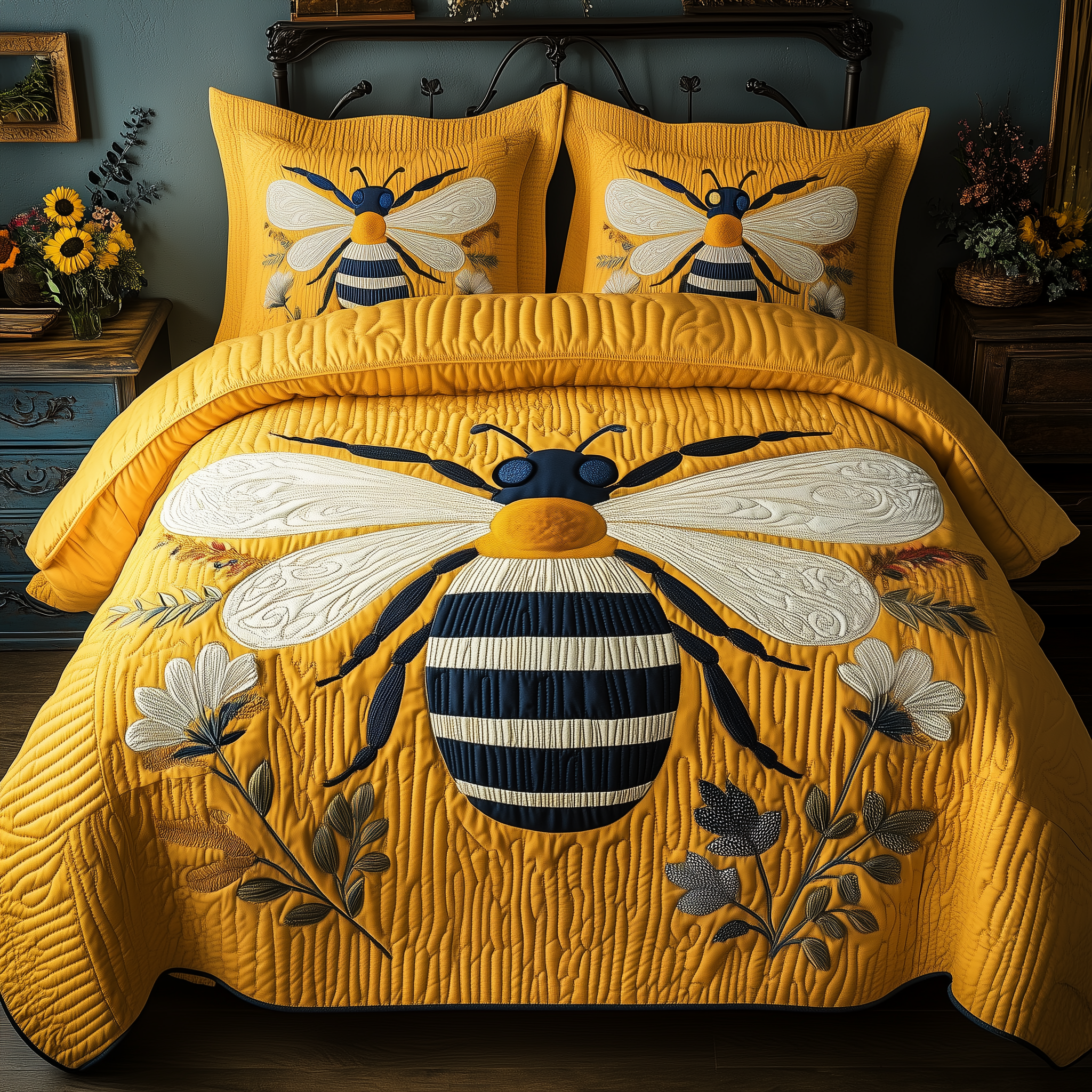 Bee Quilted Bedding Set Bed Decor Bee Gifts And Merchandise