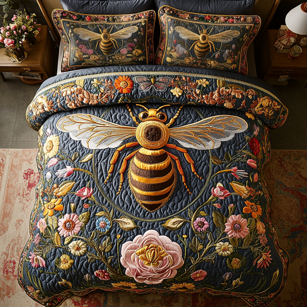 Beekeeper Dream Quilted Bedding Set Best Bed Sheet Set Gifts With Bee Theme