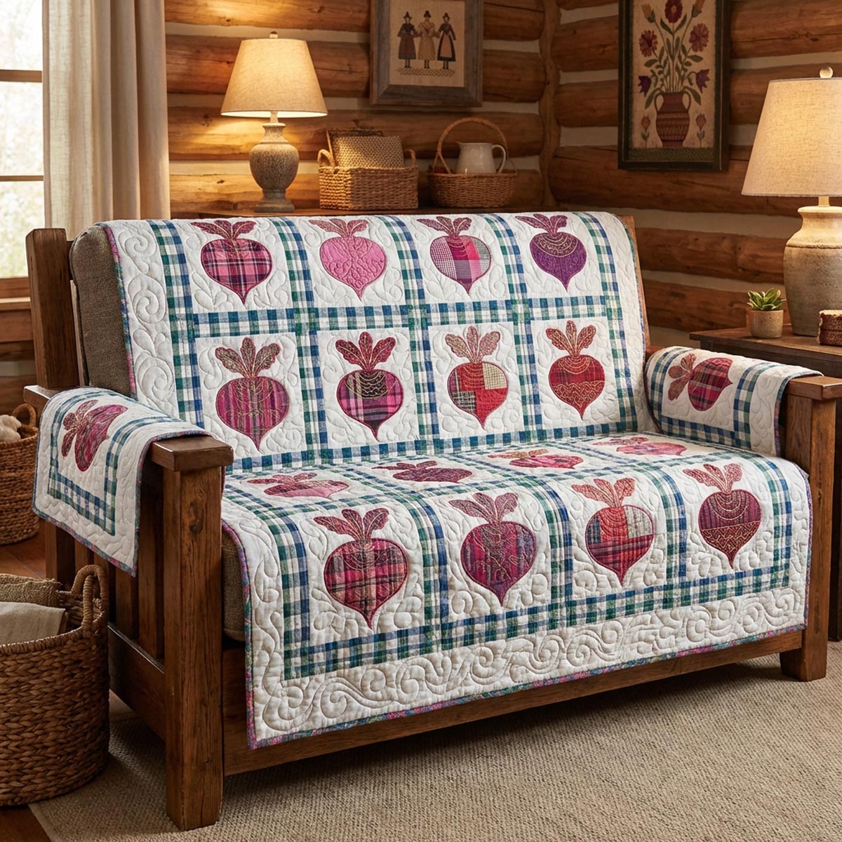 Beet Harvest Quilted Sofa Cover Couch Cover Sofa Bee Merchandise