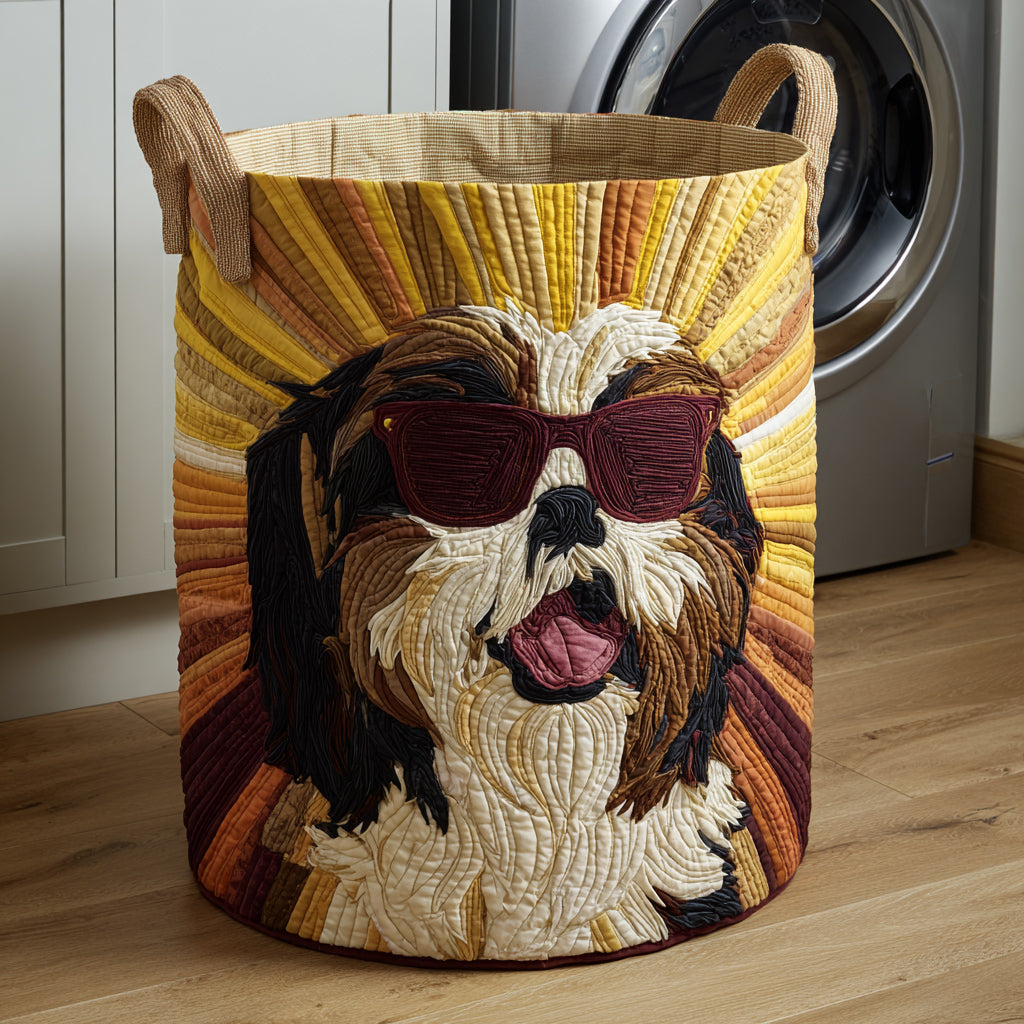 Beloved Shih Tzu Quilted Laundry Basket Unique Laundry Hamper Gifts For Dog Dad Father's Day Ideas