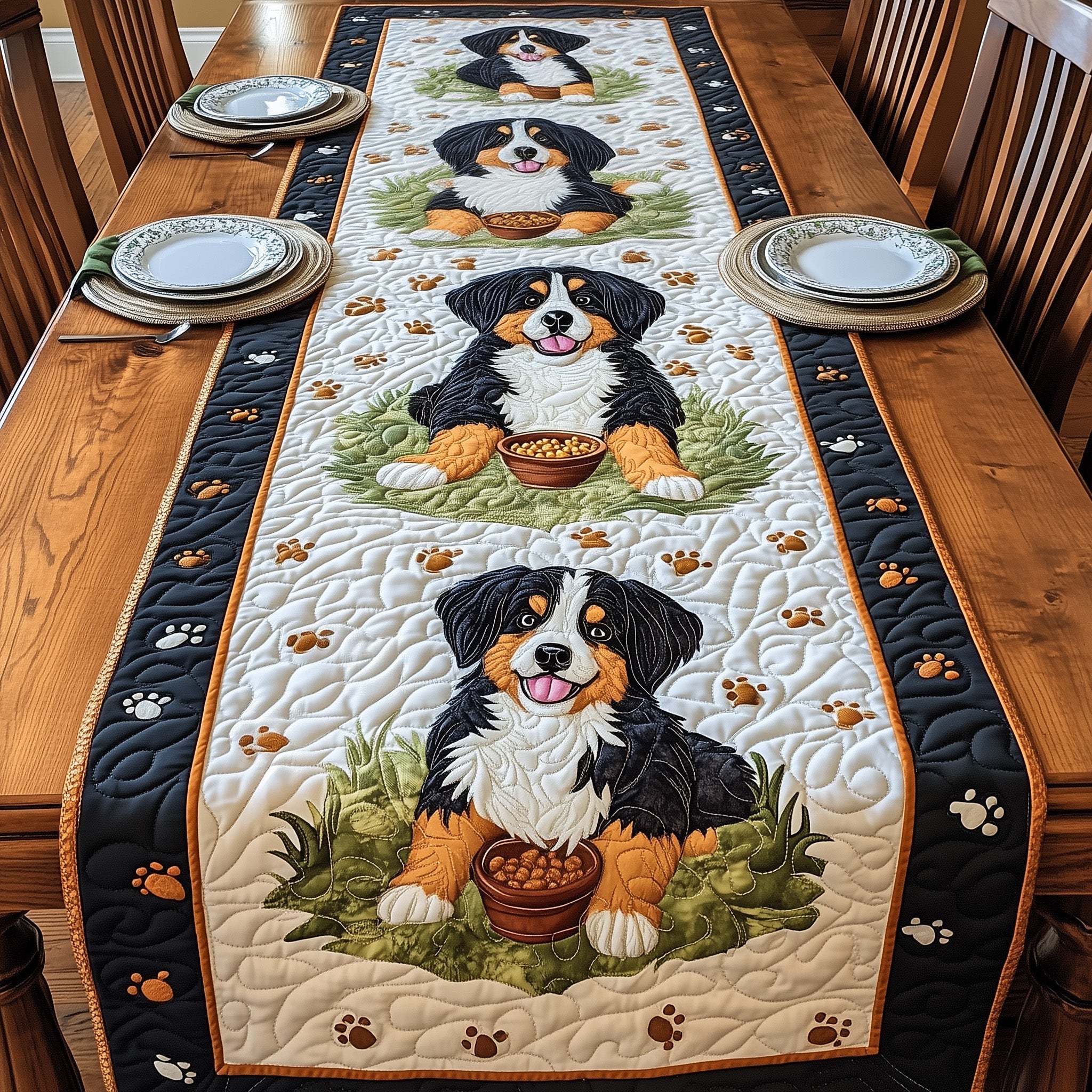 Bernese Quilted Table Runner Dinner Table Decor Doggy Presents For Christmas