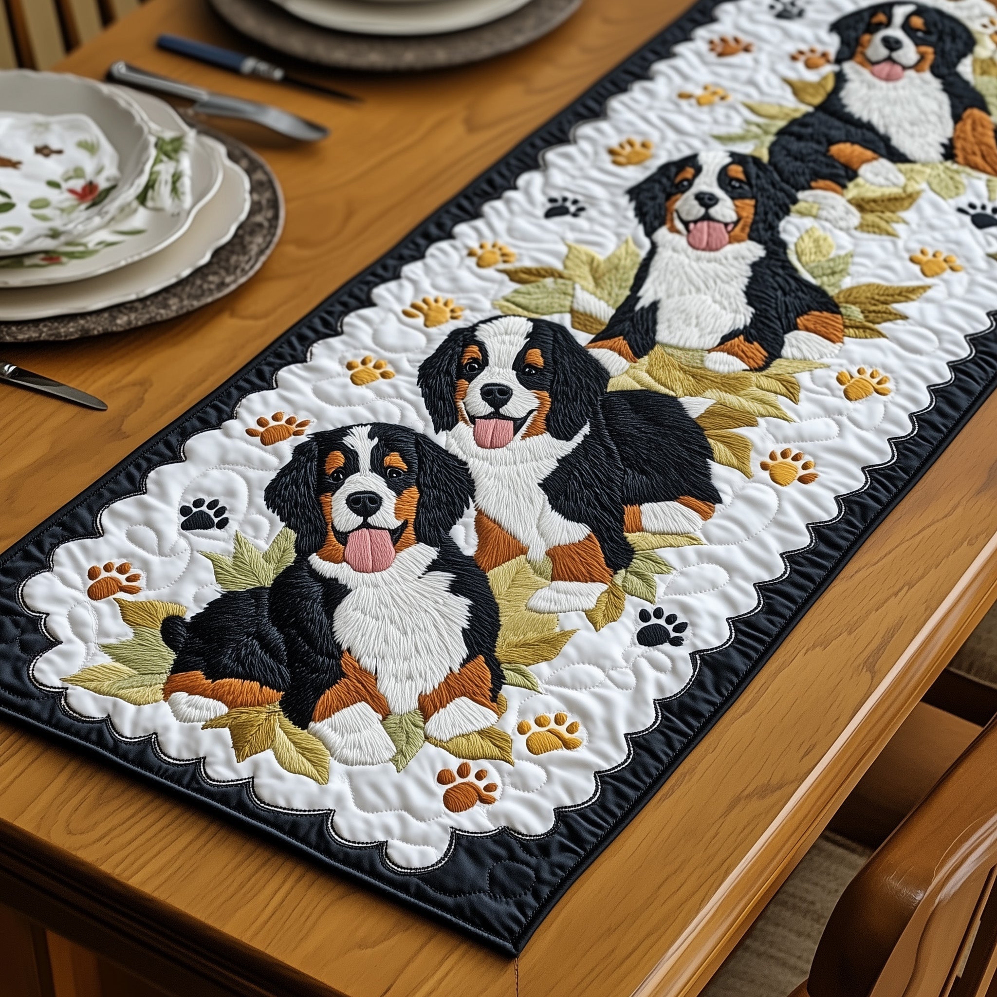 Bernese Quilted Table Runner Kitchen Table Runners Best Presents For Dog