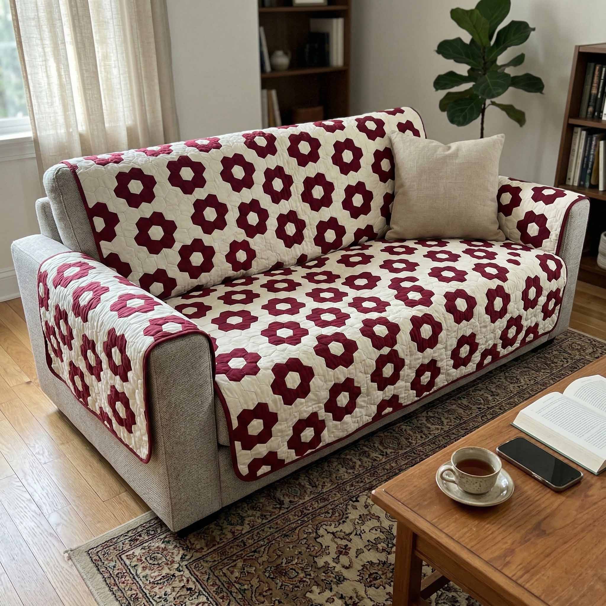Berry Blossom Quilted Sofa Cover Furniture Couch Covers Cute Couple Christmas Gifts