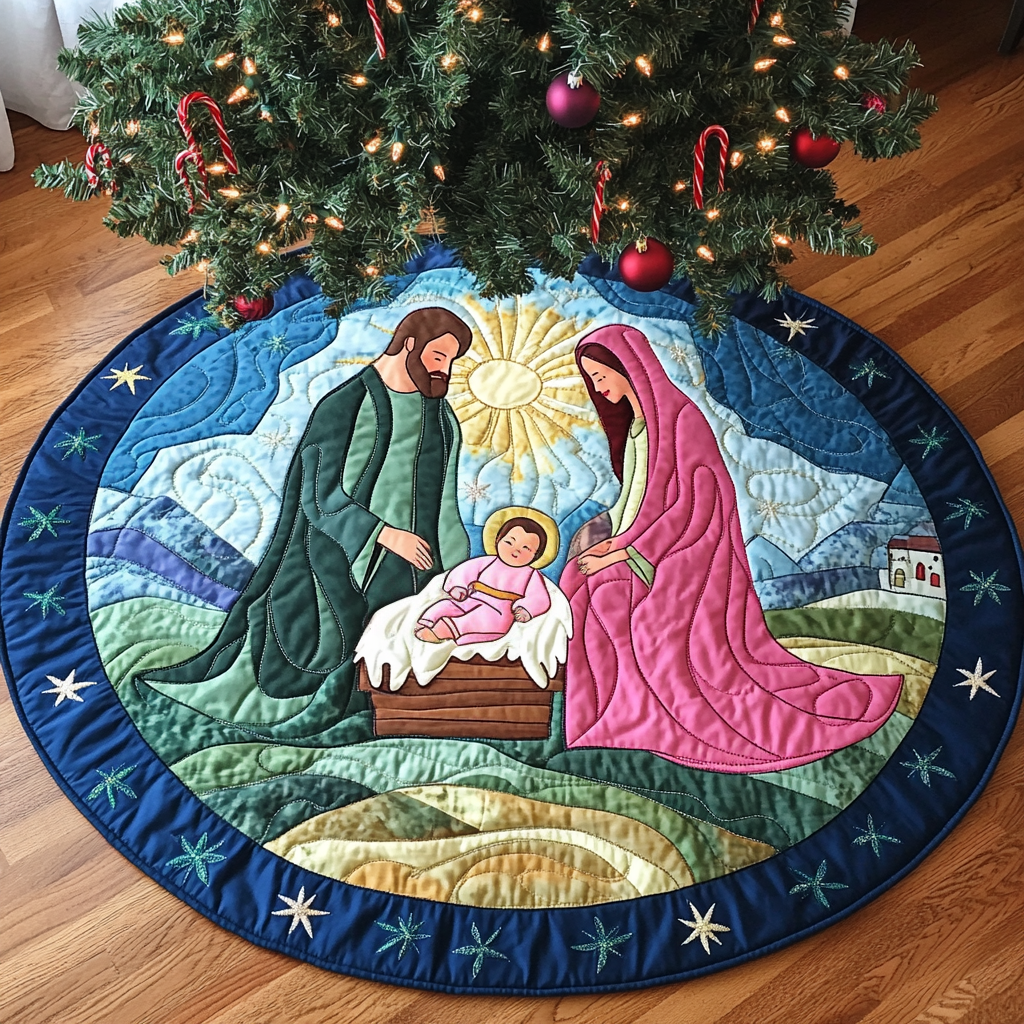 Bethlehem Peace Quilted Round Mat Circle Rugs Small Suggestions For Family Christmas Gifts