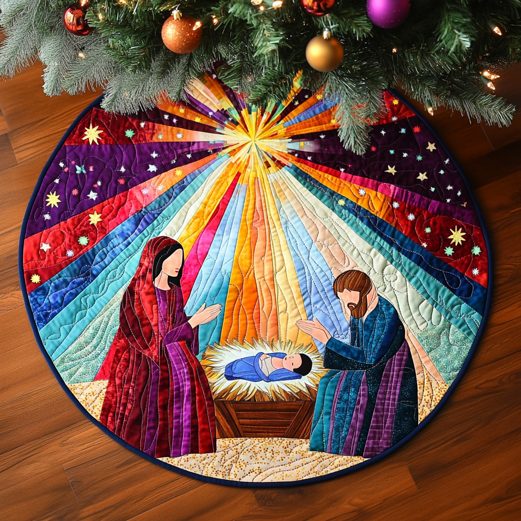 Bethlehem Peace Quilted Round Mat Small Round Carpets Ideas For Christmas Family Gifts