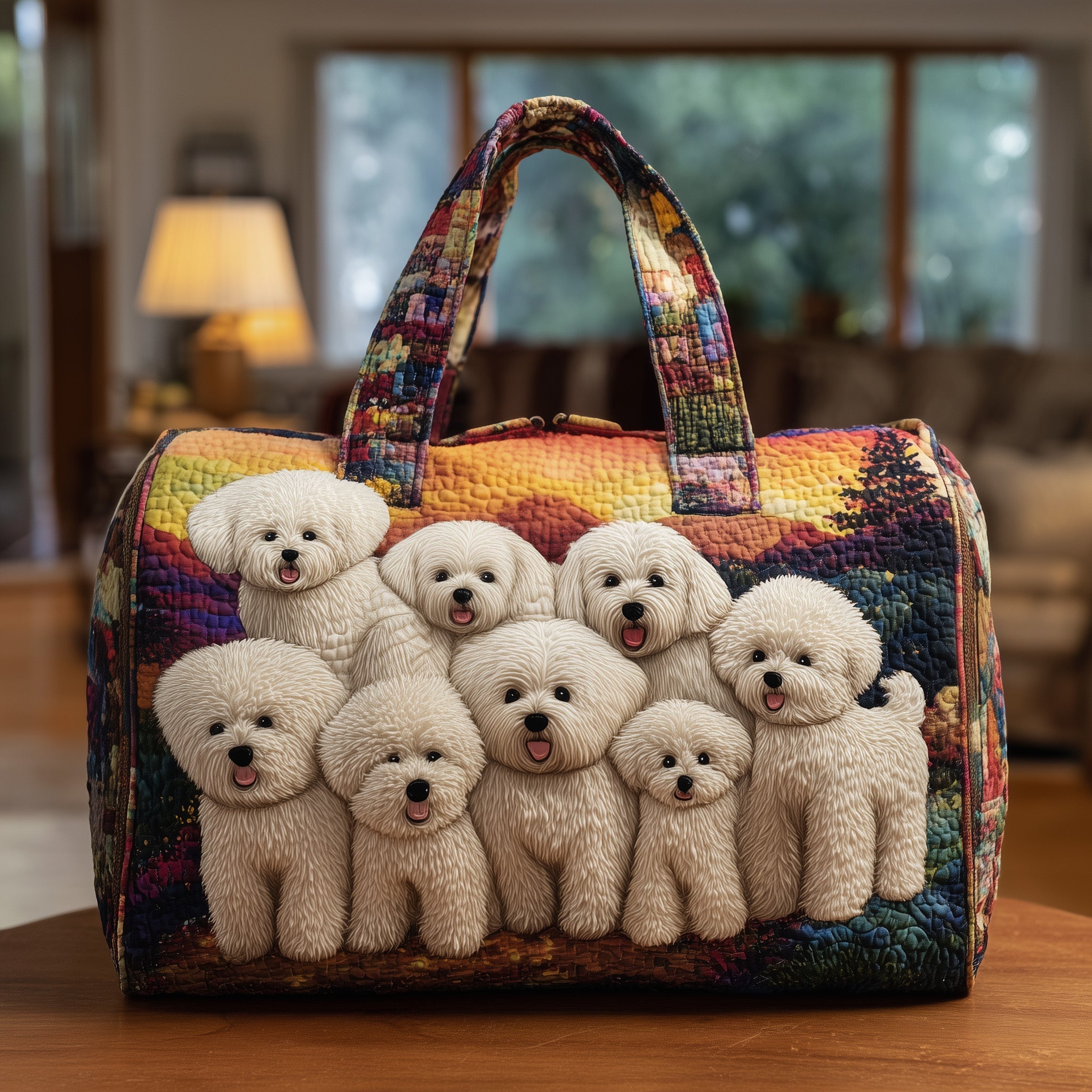 Bichon Quilted Duffle Bag Best Weekender Bag Mother's Day For Grandma
