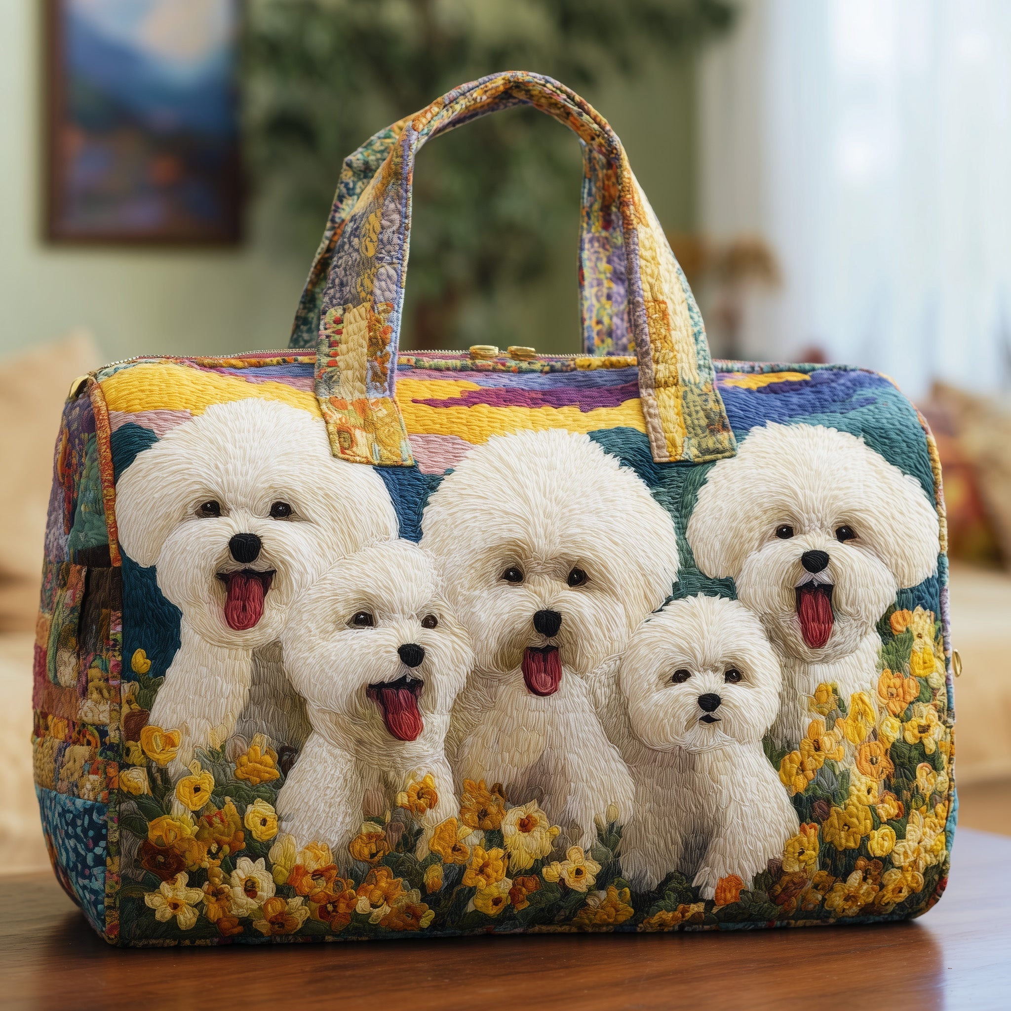 Bichon Quilted Duffle Bag Weekend Duffel Bag Thoughtful Mothers Day Gifts