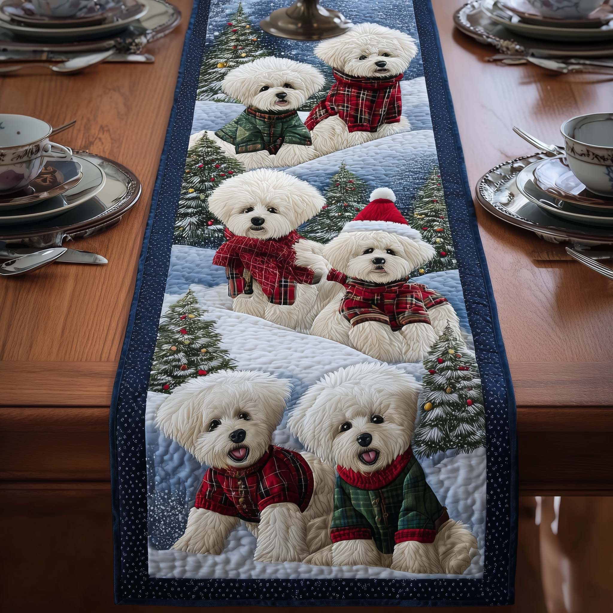 Bichon Quilted Table Runner Formal Dining Table Runners Best Gifts For Dog Owners