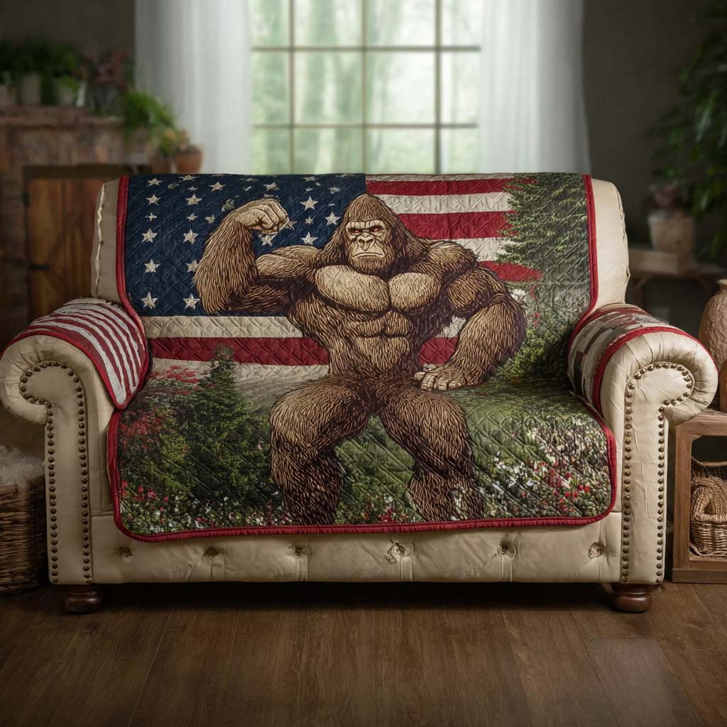 Bigfoot American Hero Quilted Sofa Cover Covers For Sofas Gifts For Sasquatch Lovers