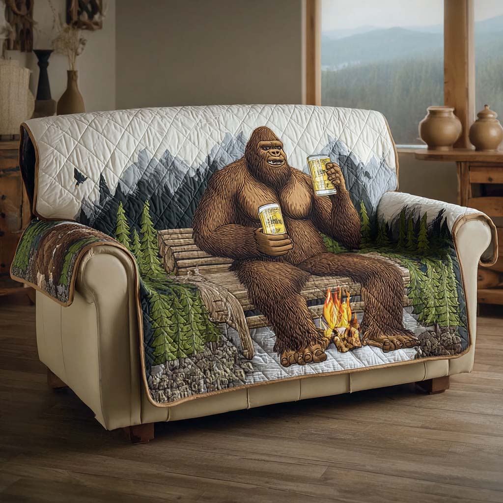 Bigfoot Beer Garden Quilted Sofa Cover Sofa Protector Cover Unique Bigfoot Gifts