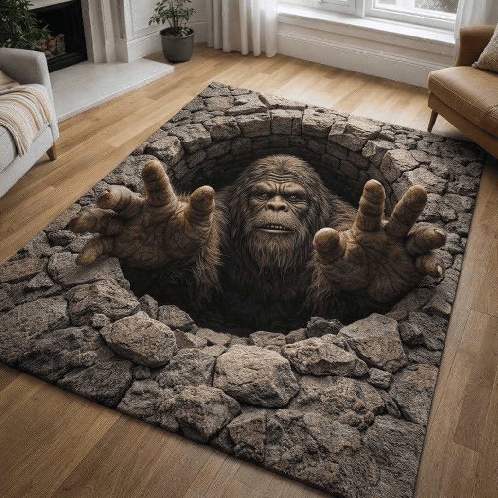 Bigfoot Forest Giant Area Rug Floor Mat Living Room Decor Gifts For Sasquatch Lovers
