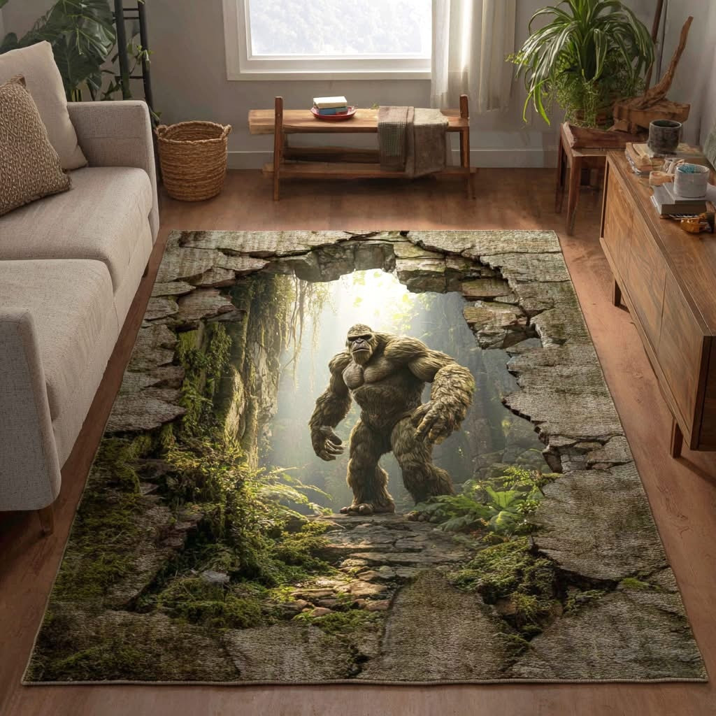 Bigfoot Forgotten Giant Area Rug Living Home Decor Sasquatch Gift Ideas