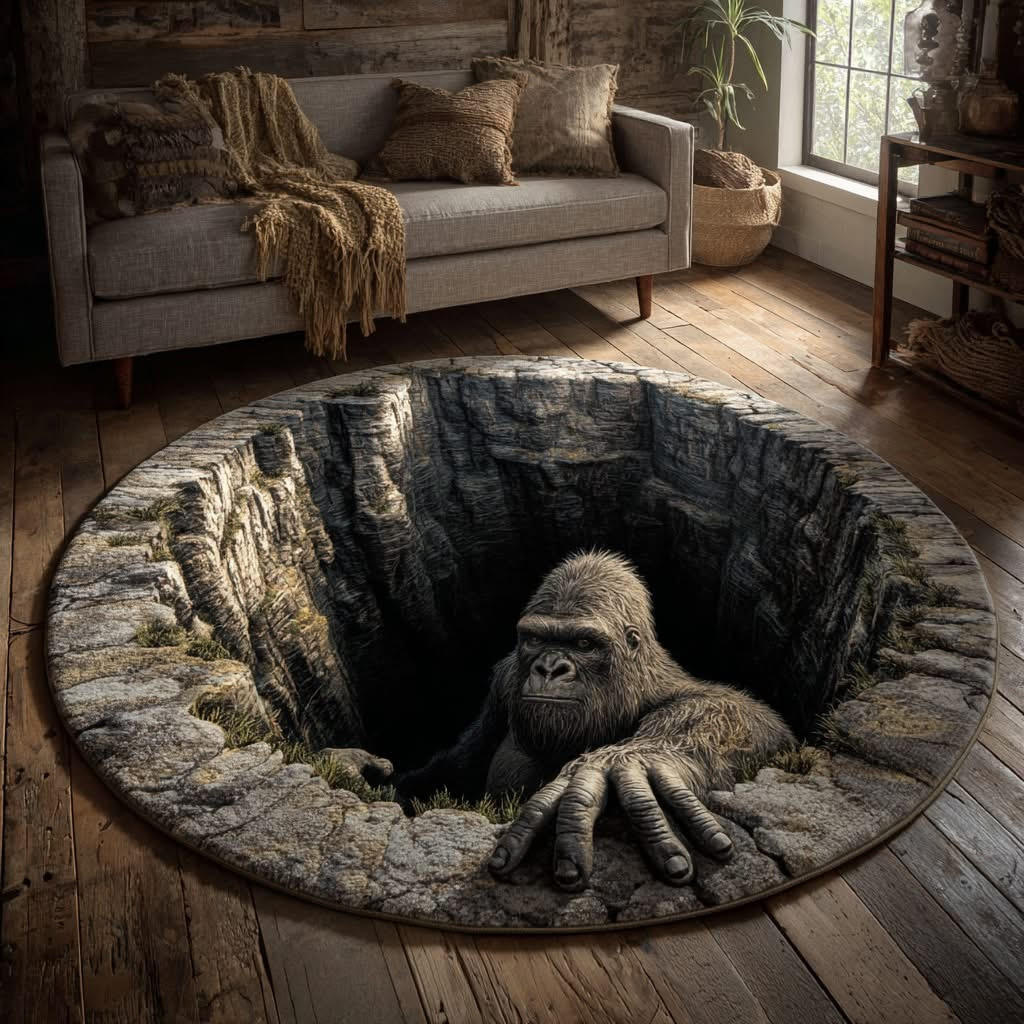 Bigfoot Gaze Quilted Round Mat Large Round Carpet Bigfoot Gifts Items To Buy