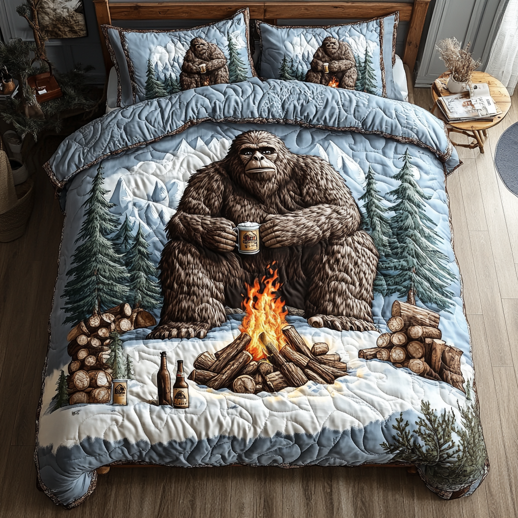 Bigfoot Journey Quilted Bedding Set Best King Bedding Sets Sasquatch Gifts