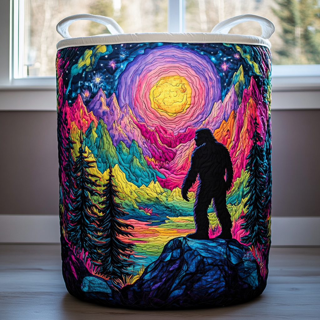 Bigfoot Journey Quilted Laundry Basket Unique Laundry Hamper Unique Bigfoot Gifts